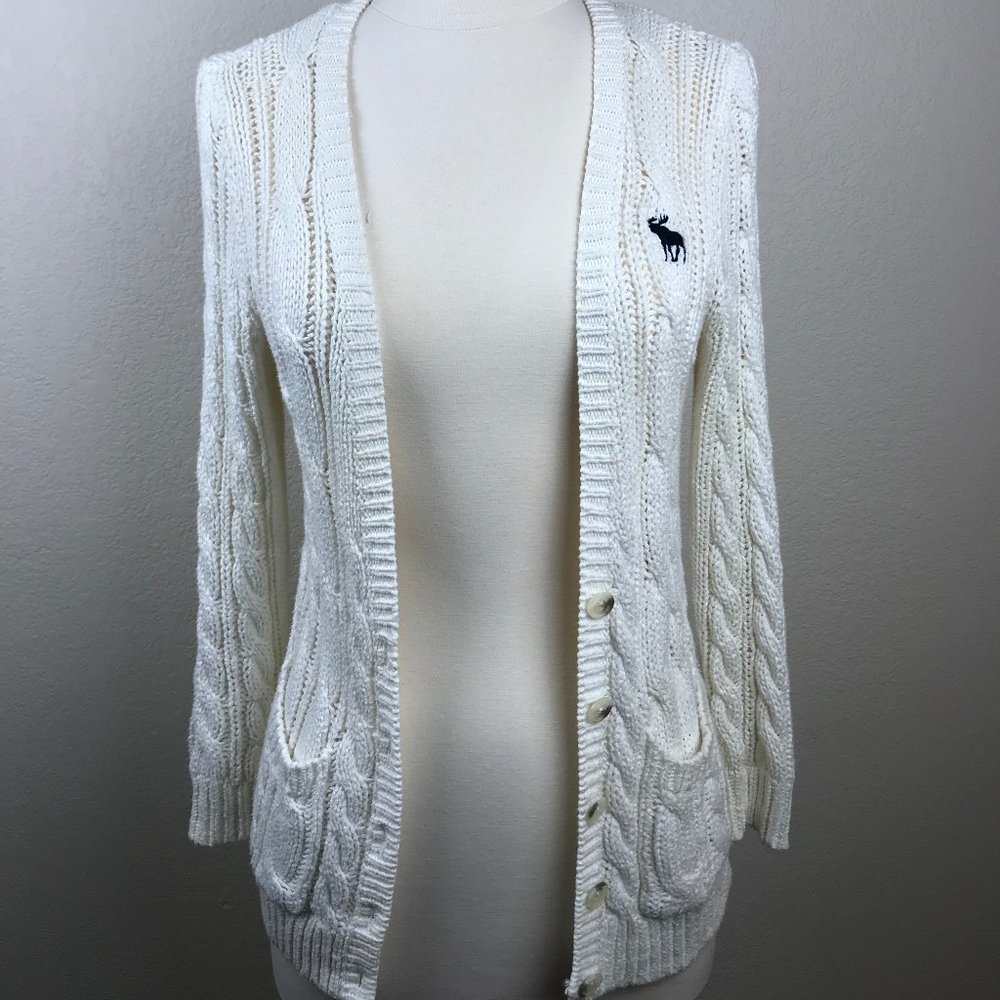 Abercrombie & Fitch Knit Ivory Cardigan